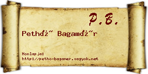 Pethő Bagamér névjegykártya